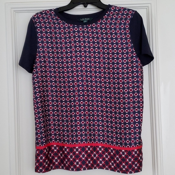 Lauren Ralph Lauren geo print tee-blouse - like new - Picture 1 of 5
